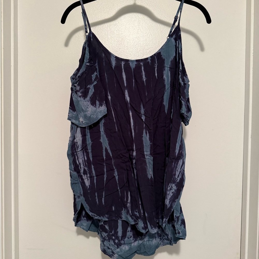 Tie-Dye cold shoulder Top - Blue and Purple